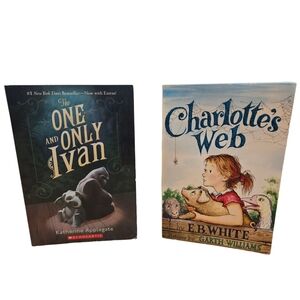 Set Of 2 Books: Charlotte's Web and The One and Only Ivan Kids Book Set